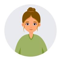 retrato de mujer caucásica. avatar de persona femenina. icono de vector de adulto en estilo plano. disparo a la cabeza.