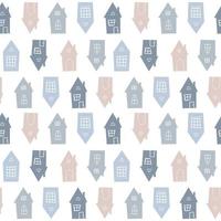 Seamless vector pattern with cute houses. Kid ornament.
