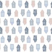 Seamless vector pattern with cute houses. Kid ornament.