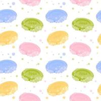 Seamless pattern of soap with foam, bubble. Vector background in flat style.