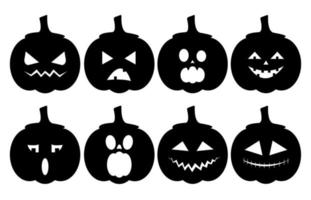 horribles calabazas de miedo para halloween. plantilla. silueta. vector