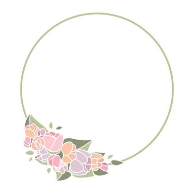Frames flowers for text, placeholder, copy space. Wedding invitation. Round frame with flowers. Vector illustration.