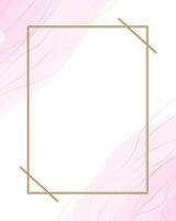 Gold frame on a watercolor background. Beautiful logo or wedding invitation design. vector