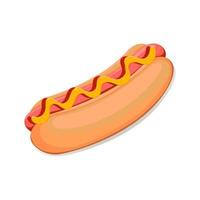 Appetizing bright hot dog with ketchup and mustard isolated on a white background. vector