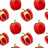 Colorful seamless pattern with bell peppers. Vector background in flat style.