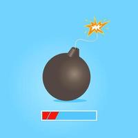 Bomb with burning wick isolated on white. Concept of deadline. Vector illustration.