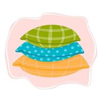 Three cute patterned pillows in flat style. Vector illustration.