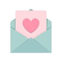 Open envelope with a letter with heart. The concept of sending messages. Send or receive a letter, mail. Confess love. vector