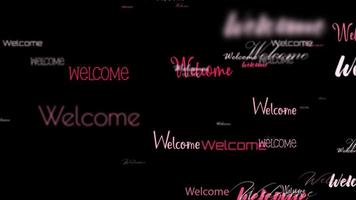 Animation of Welcome red pink word  flowing video