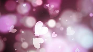 bellissimo bagliore rosa cuore bokeh sfondo chiaro. video