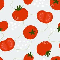 Seamless pattern with tomatoes. Print with a vegetable for proper vegan nutrition. Vector graphics.