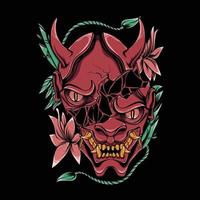 Basic RGB oni mask illustration with flower vector