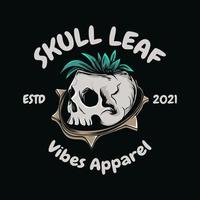 skull head with green grass for t-shirt design vector