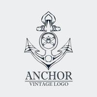 logotipo vintage de ancla de dibujo a mano vector