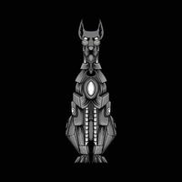 dog mecha illustration black and white vector