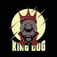 bulldog king illustration on black background vector