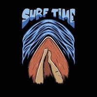 ilustración relajante en la tabla de surf con letras de tiempo de surf para el diseño de la camiseta