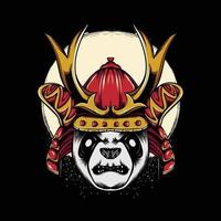 japanese warrior style panda illustration for t-shirt design vector