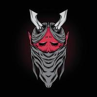 Illustration of oni with long mask for t-shirt design and print vector