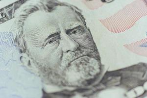 Ulysses Grant on the US fifty person or 50 bill macro closeup photo