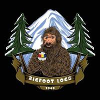 dibujado a mano ilustración de logotipo de mitología bigfoot vector