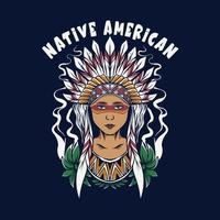 ilustración de niña hermosa india nativa americana vector