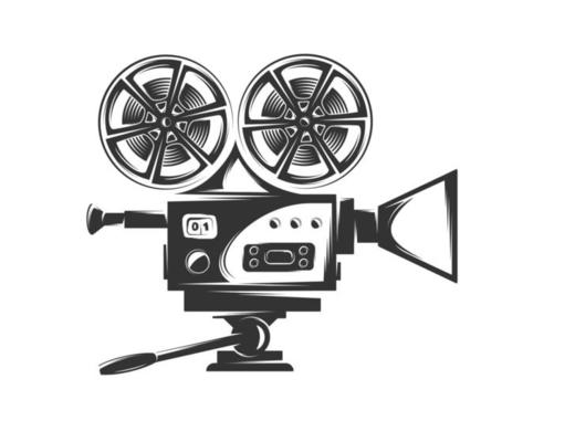 Cinema camera isolated on white background