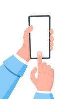 Hand holding cell phone vector