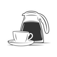 cafetera y taza de cafe vector