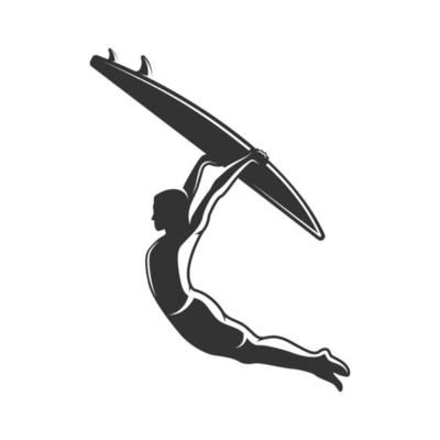 Surfer silhouette isolated on white background