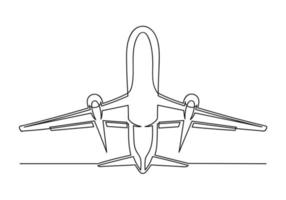 Continuous drawing of one line of an airplane vector