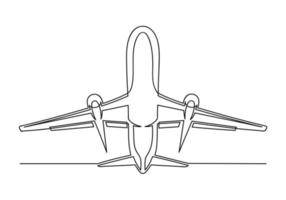 Continuous drawing of one line of an airplane vector