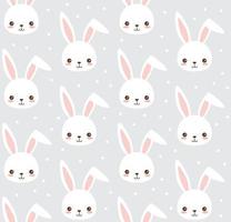 Cute bunny pattern. Cartoon rabbit head and dots. Vector seamless background for baby, child.