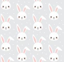 Cute bunny pattern. Cartoon rabbit head and dots. Vector seamless background for baby, child.