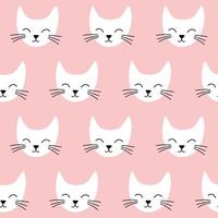 Seamless vector pattern with cats. Smiling cute cats background.