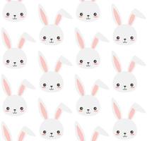Cute rabbit vector pattern in kawaii style. Childish bunny seamless print.