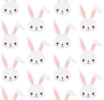 Cute rabbit vector pattern in kawaii style. Childish bunny seamless print.