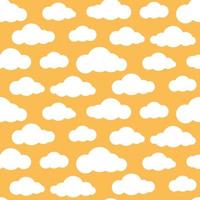 Cloud vector seamless pattern. Simple vector background in yellow and white.