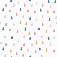 Vector pattern with rain drops. Seamless cute background in mint, mustard yellow and pink. Abstract.