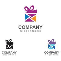 Gift box surprise logo design vector template Image art concept