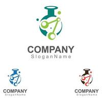 Molecule science lab logo icon design template scientific lab concept vector