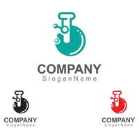 Molecule science lab logo icon design template scientific lab concept vector