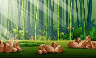 escena de fondo con ilustración de bosque de bambú vector