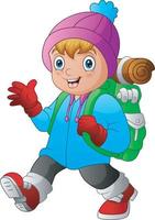 Cartoon the explorer boy with backpack vector