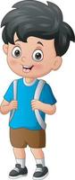 Happy school boy with a backpack vector