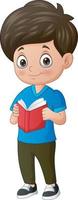 Cartoon of boy reading a book vector