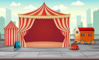 carpa de circo en la ilustración del parque de diversiones vector