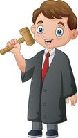 Cartoon the judge holding a hammer in hand vector