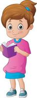 caricatura de niña leyendo un libro vector