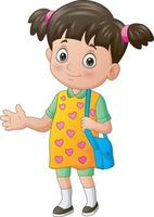 Cute girl student holding her bag vector